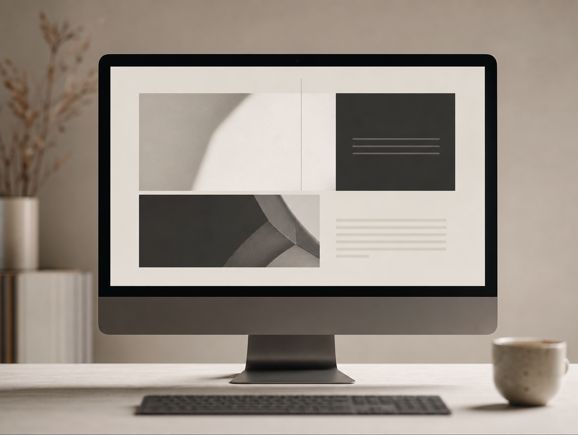 Website-Design auf einem großen Monitor